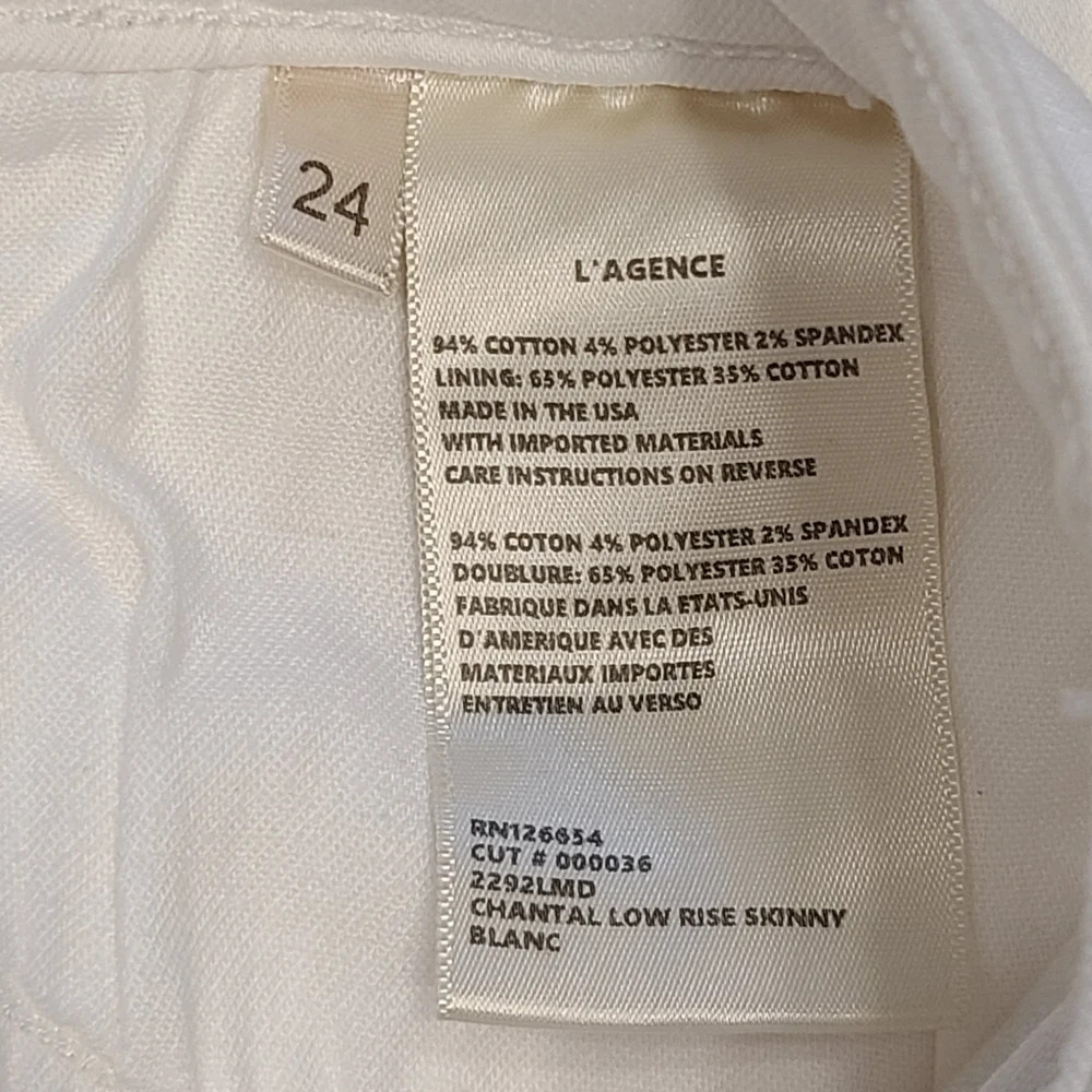 L'Agence Chantal Low Rise Skinny Jean Blanc White 24 - Picture 7 of 10